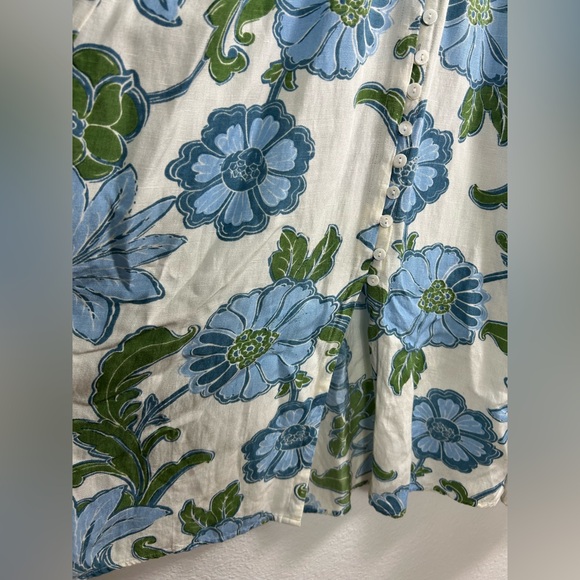 TALISMAN THE LABEL Size XL Harlow Smocked Waist Maxi Dress LINEN BLEND FLORAL - Picture 9 of 12